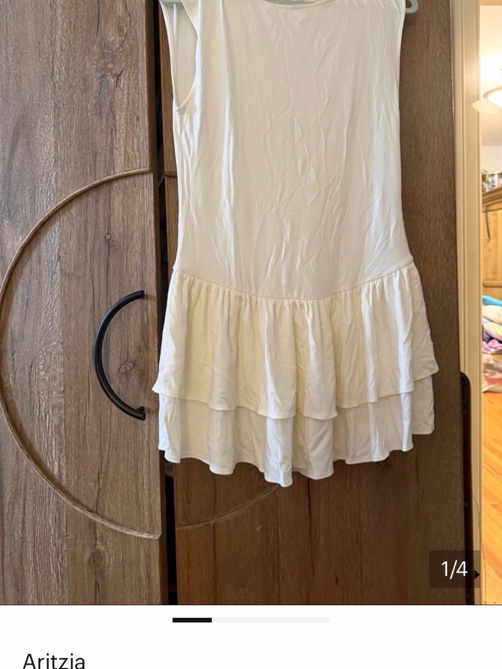 Aritzia Cream Tiered Ruffle Mini Skirt